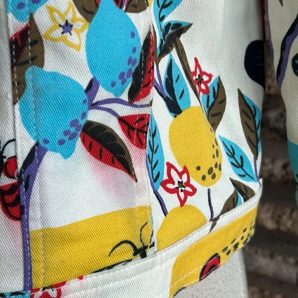 St. John Sport Colorful Butterfly Floral Trucker Denim Jacket READ - Picture 5 of 14